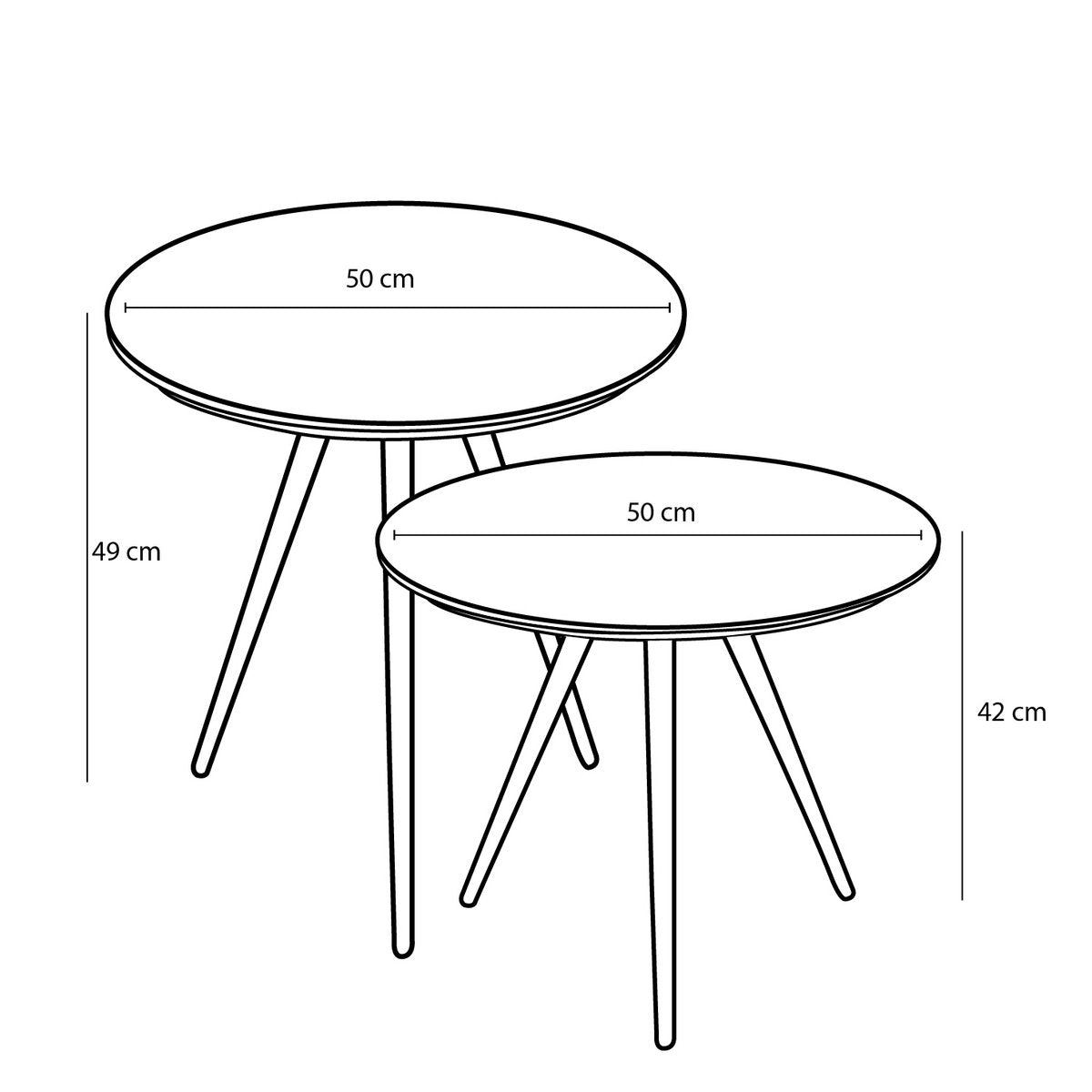 Jailey Ronde Bijzettafel Set van 2 Bruin