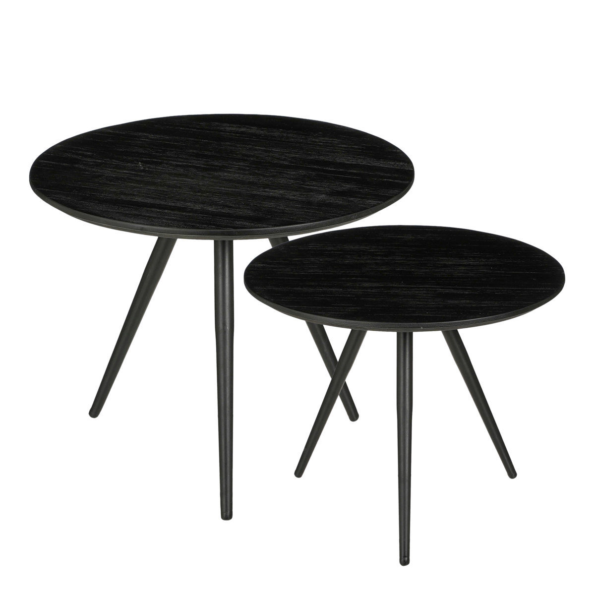 Jailey Ronde Bijzettafel Set van 2 Zwart