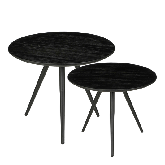 Jailey Ronde Bijzettafel Set van 2 Zwart