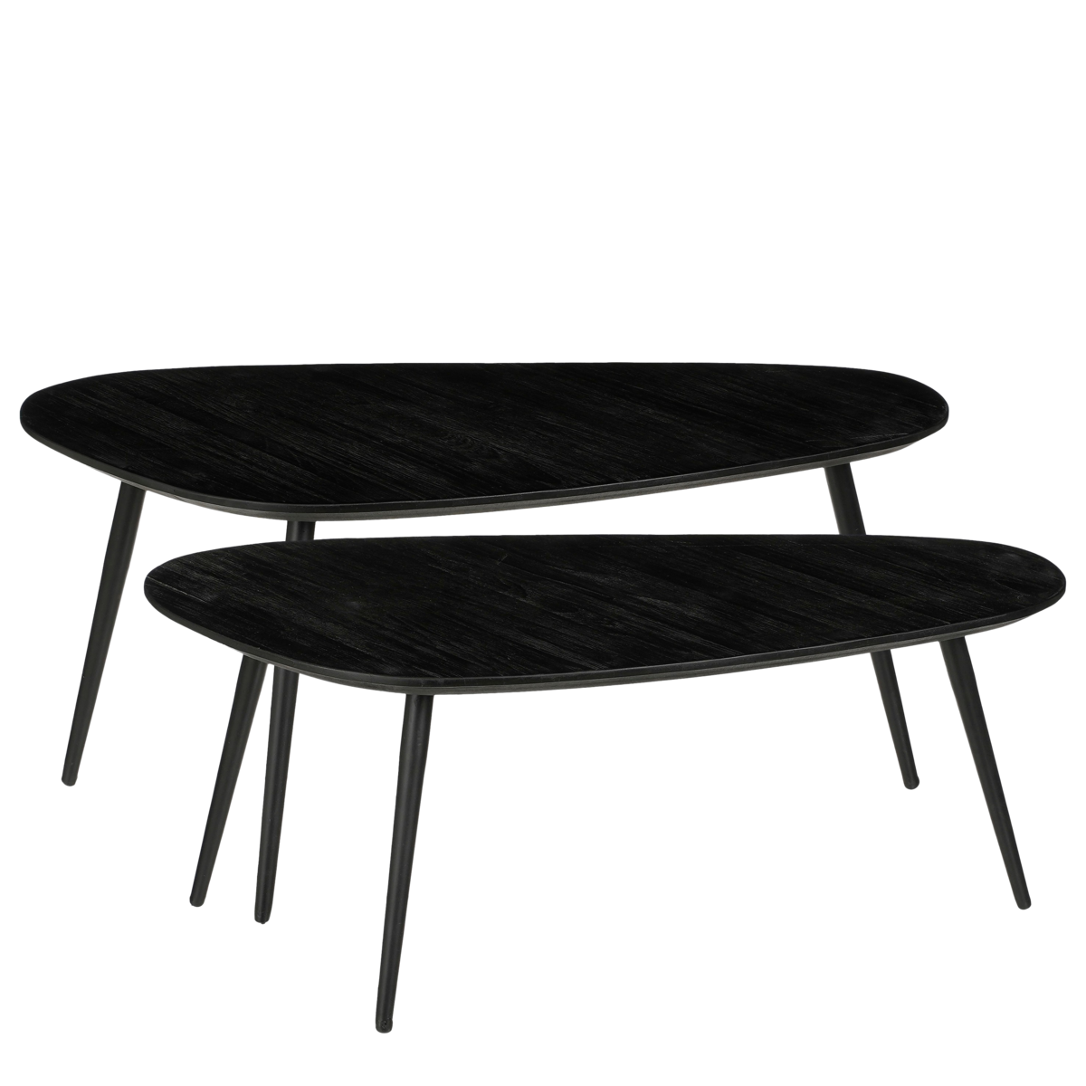 Jailey Ovale Bijzettafel Set van 2 Zwart