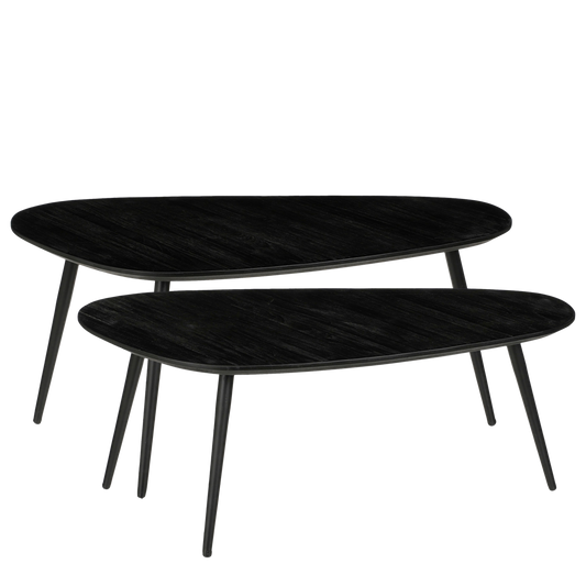 Jailey Ovale Bijzettafel Set van 2 Zwart