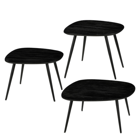 Jailey Bijzettafel Set van 3 Zwart