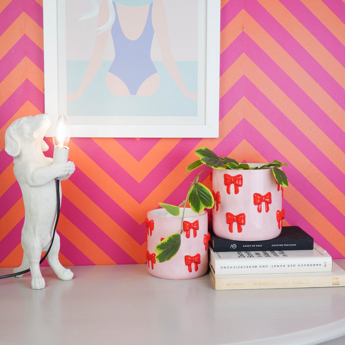 Strik Bloempot - Klein - Roze & Rood