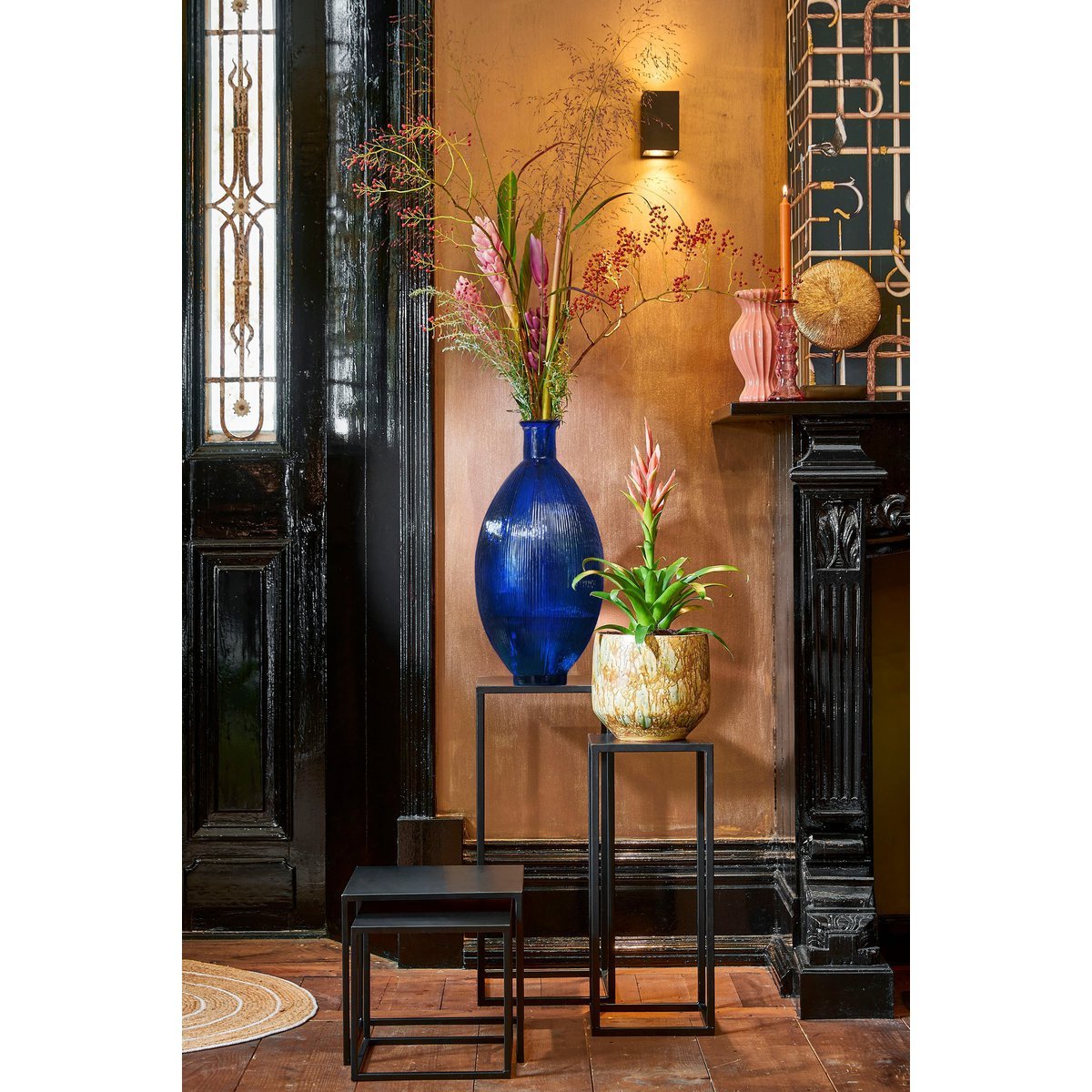 Firenza Ovale Fles Vaas Donkerblauw