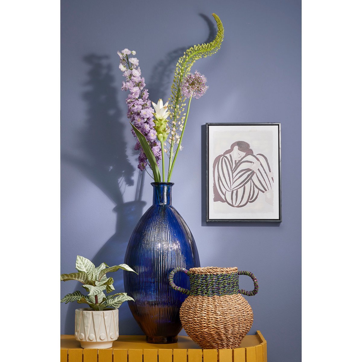 Firenza Ovale Fles Vaas Donkerblauw