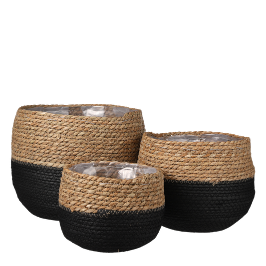 Jorck DuoTone Plantenmand Set van 3 Zwart