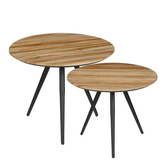 Jailey Ronde Bijzettafel Set van 2 Bruin
