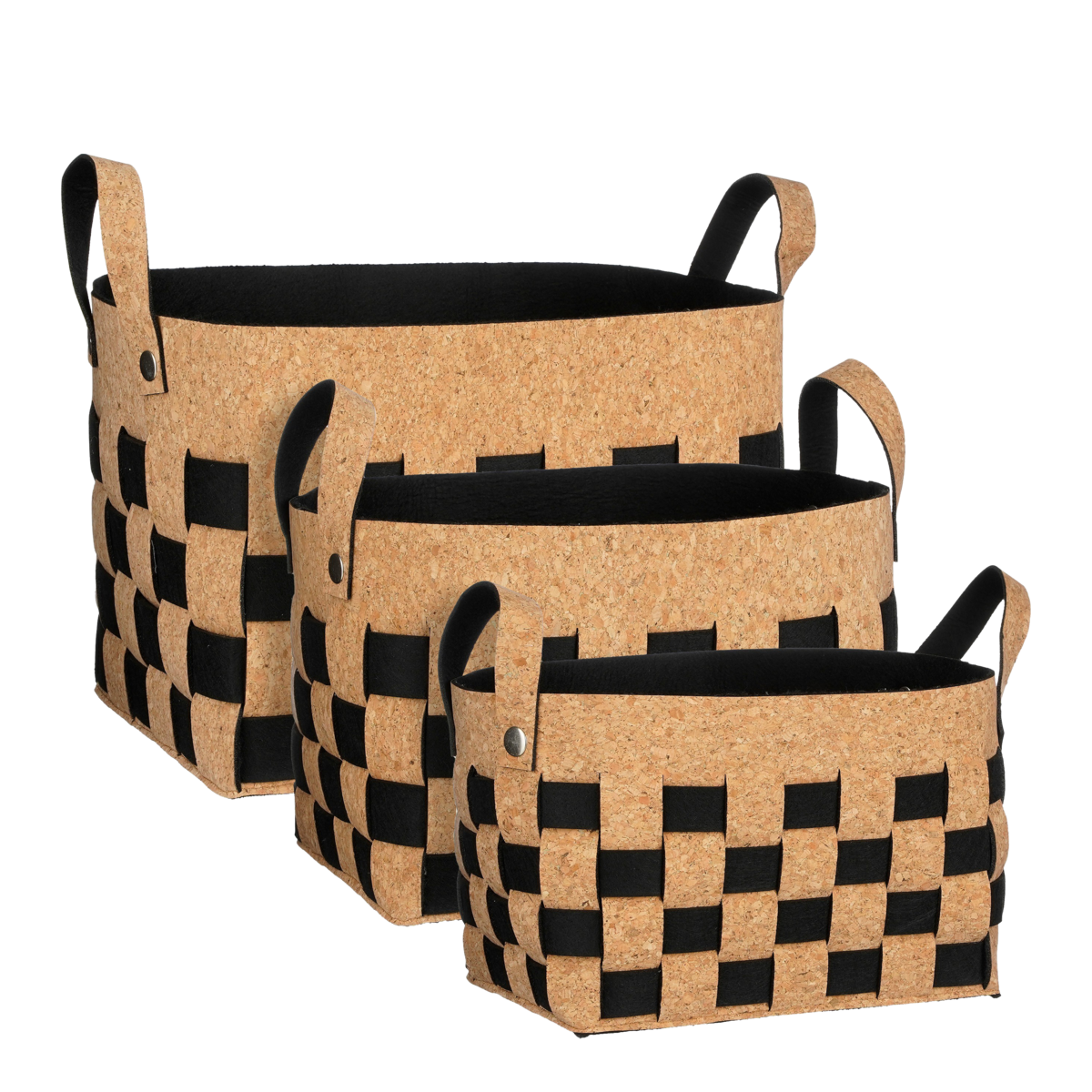 Opbergmand Nature Nest Set van 3 Zwart