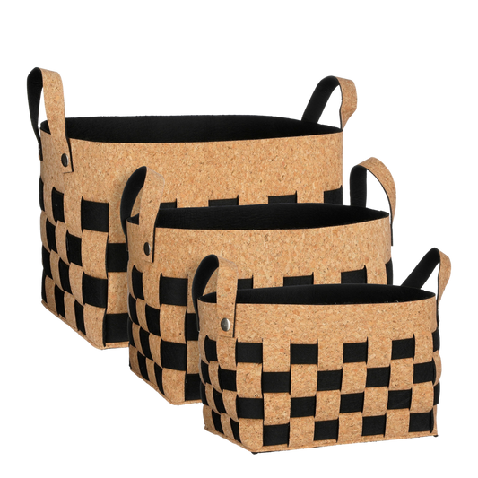 Opbergmand Nature Nest Set van 3 Zwart