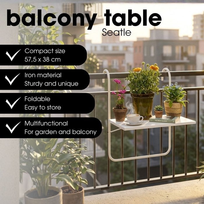 Seatle Bijzettafel - Balkon - Wit