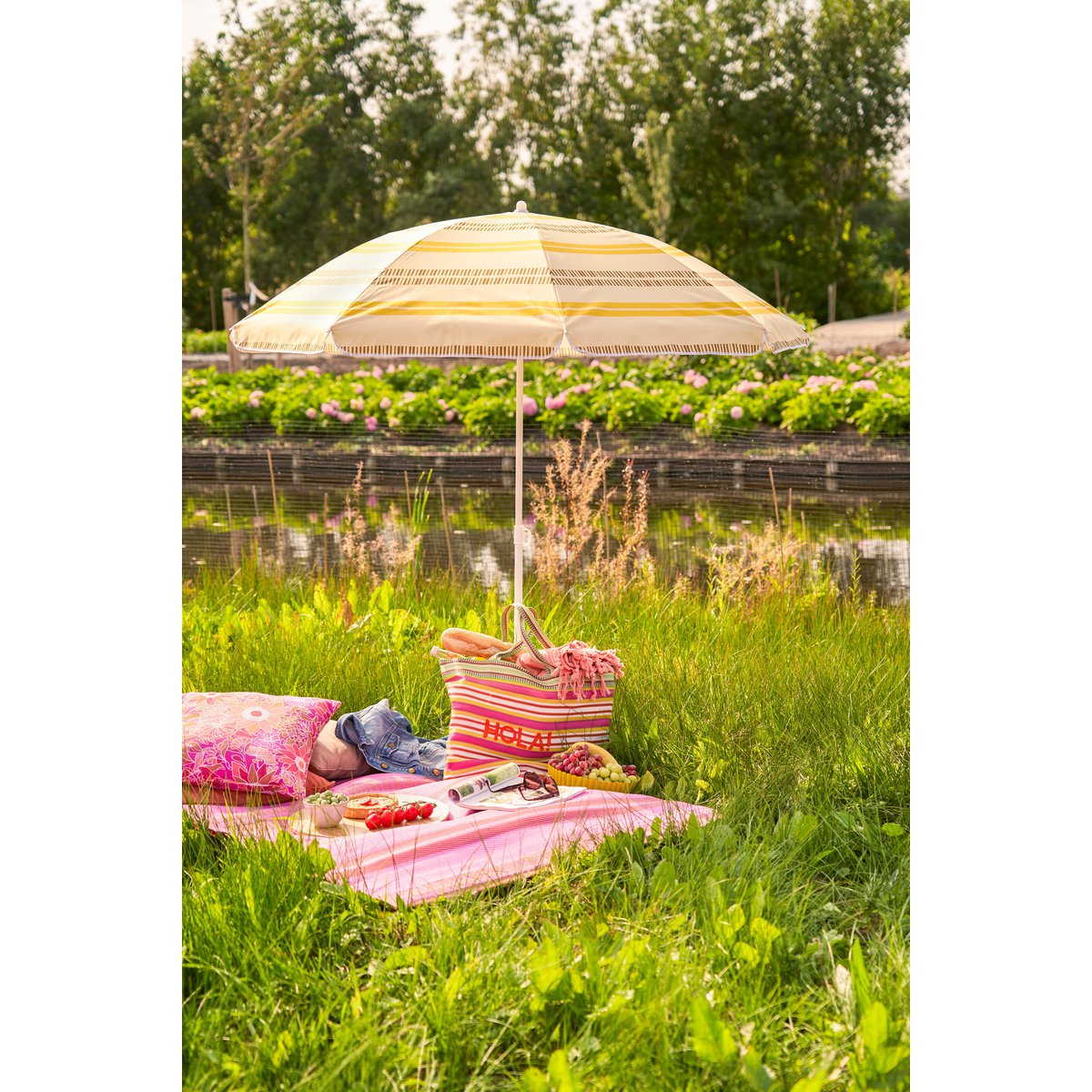 Stripe Strandparasol Geel
