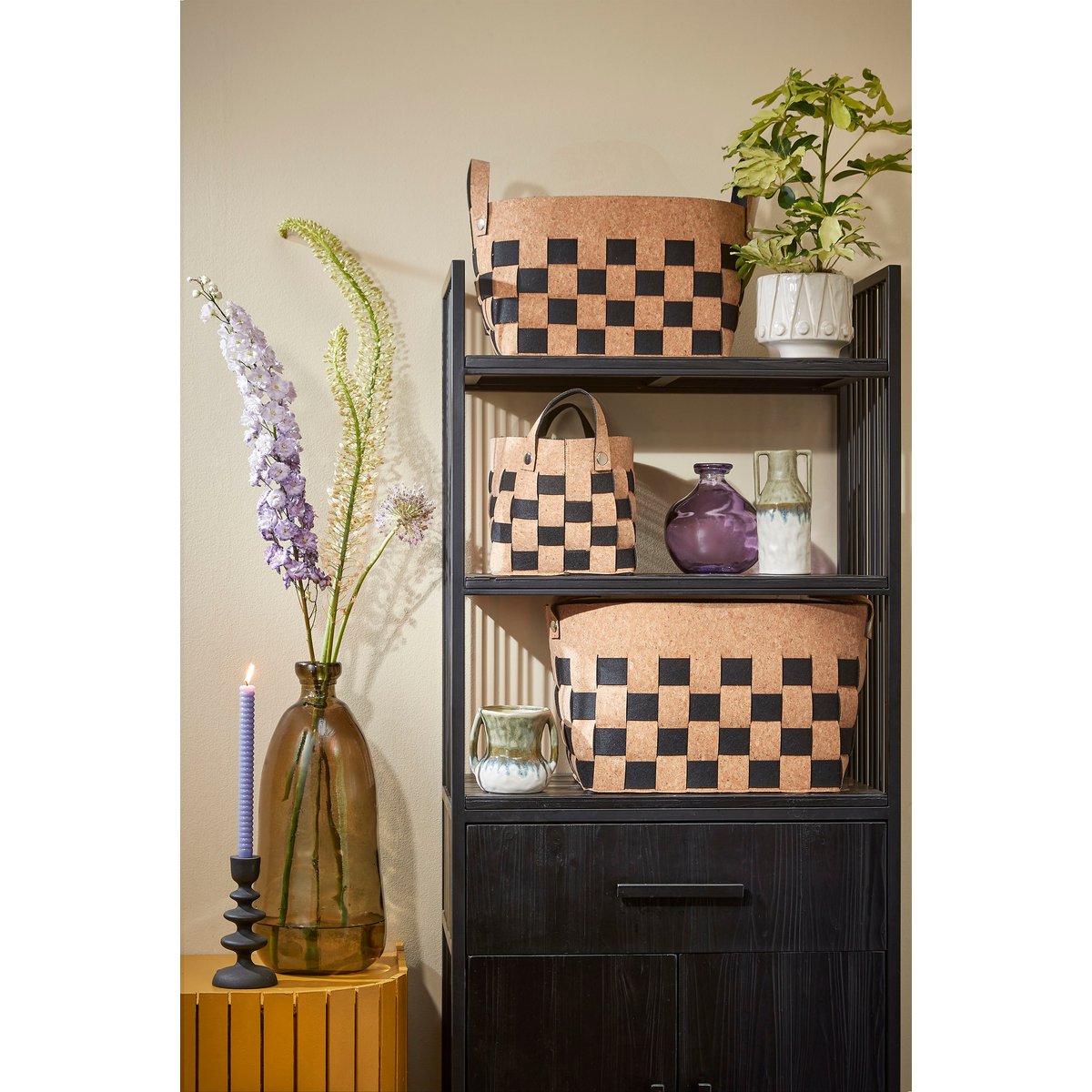 Opbergmand Nature Nest Set van 3 Zwart