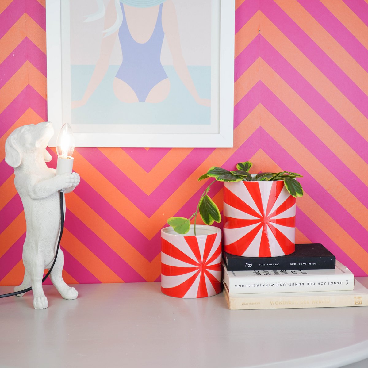 Swirl Bloempot - Roze & Rood