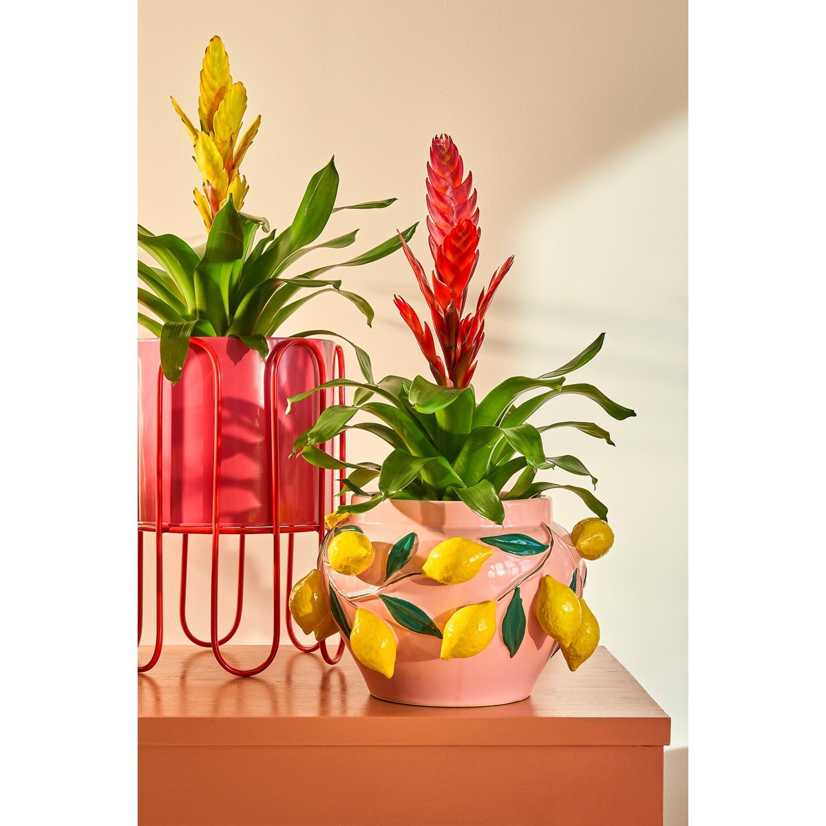 Dione Duo Bloempot op Standaard - Set van 2 - Roos & Roze