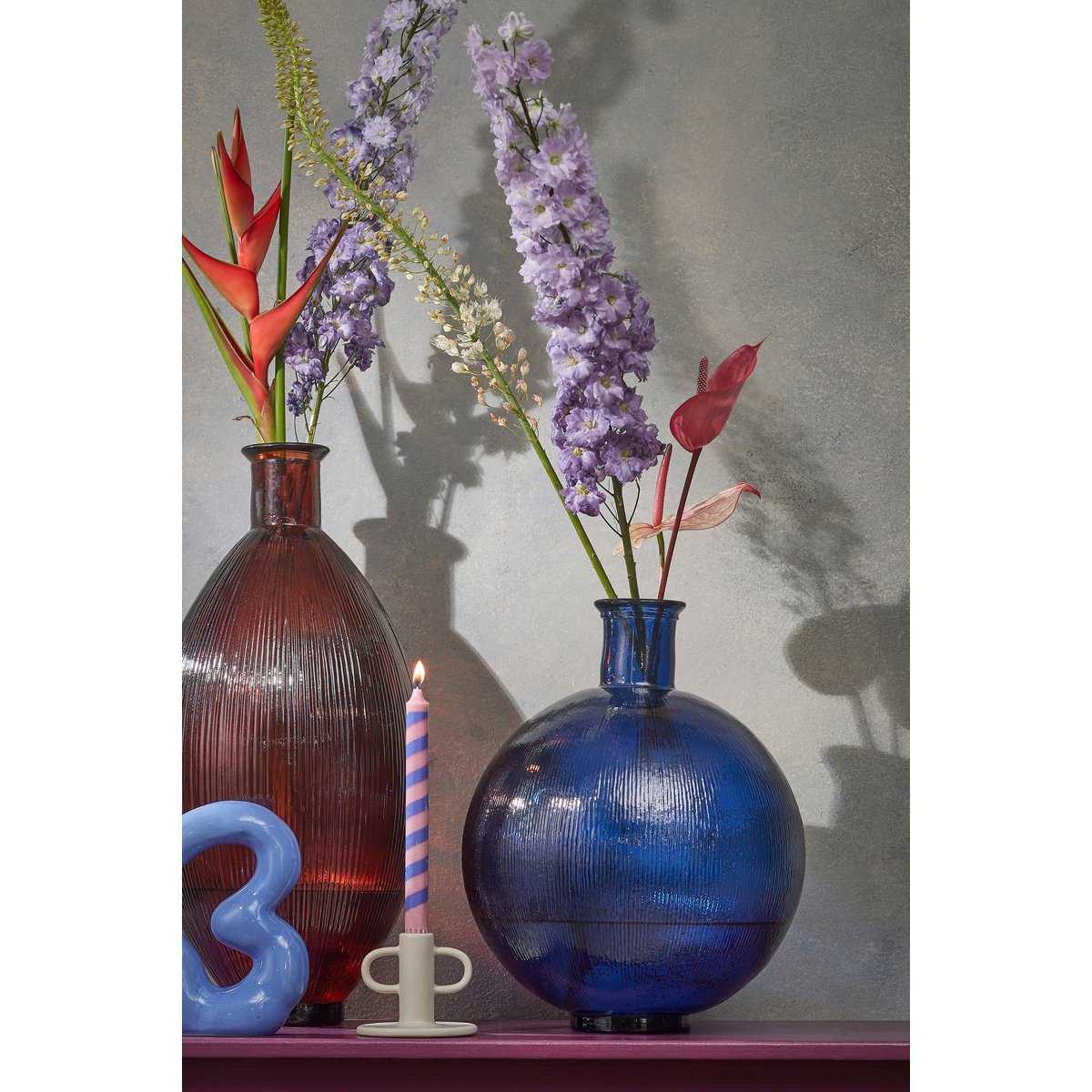 Firenza Ronde Fles Vaas Donkerblauw