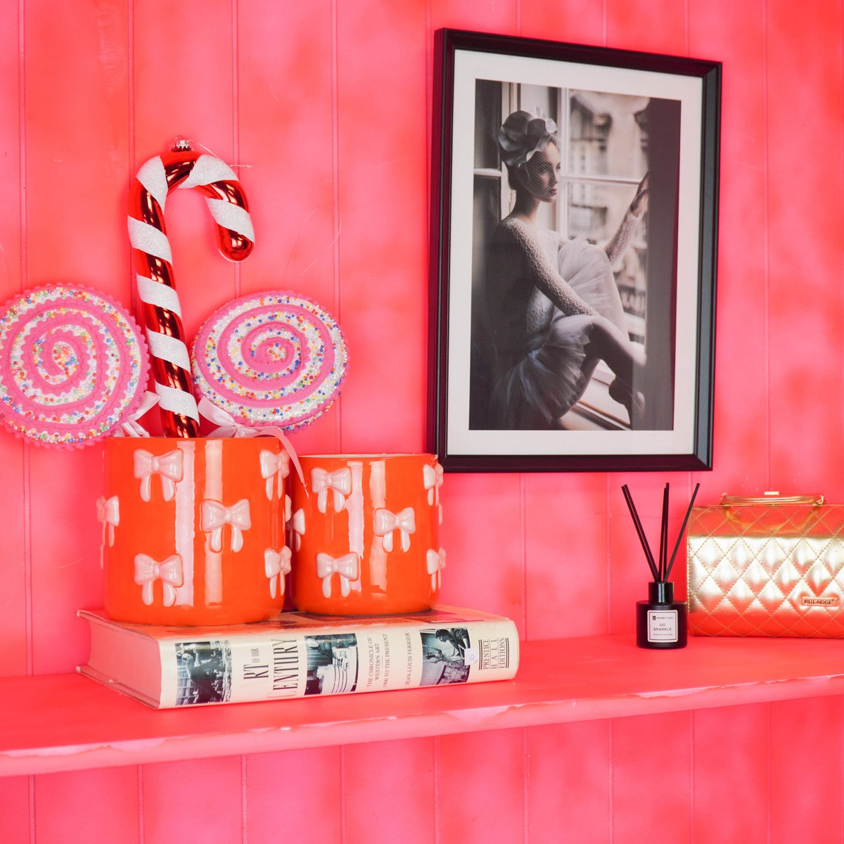 Strik Bloempot - Groot - Oranje & Roze