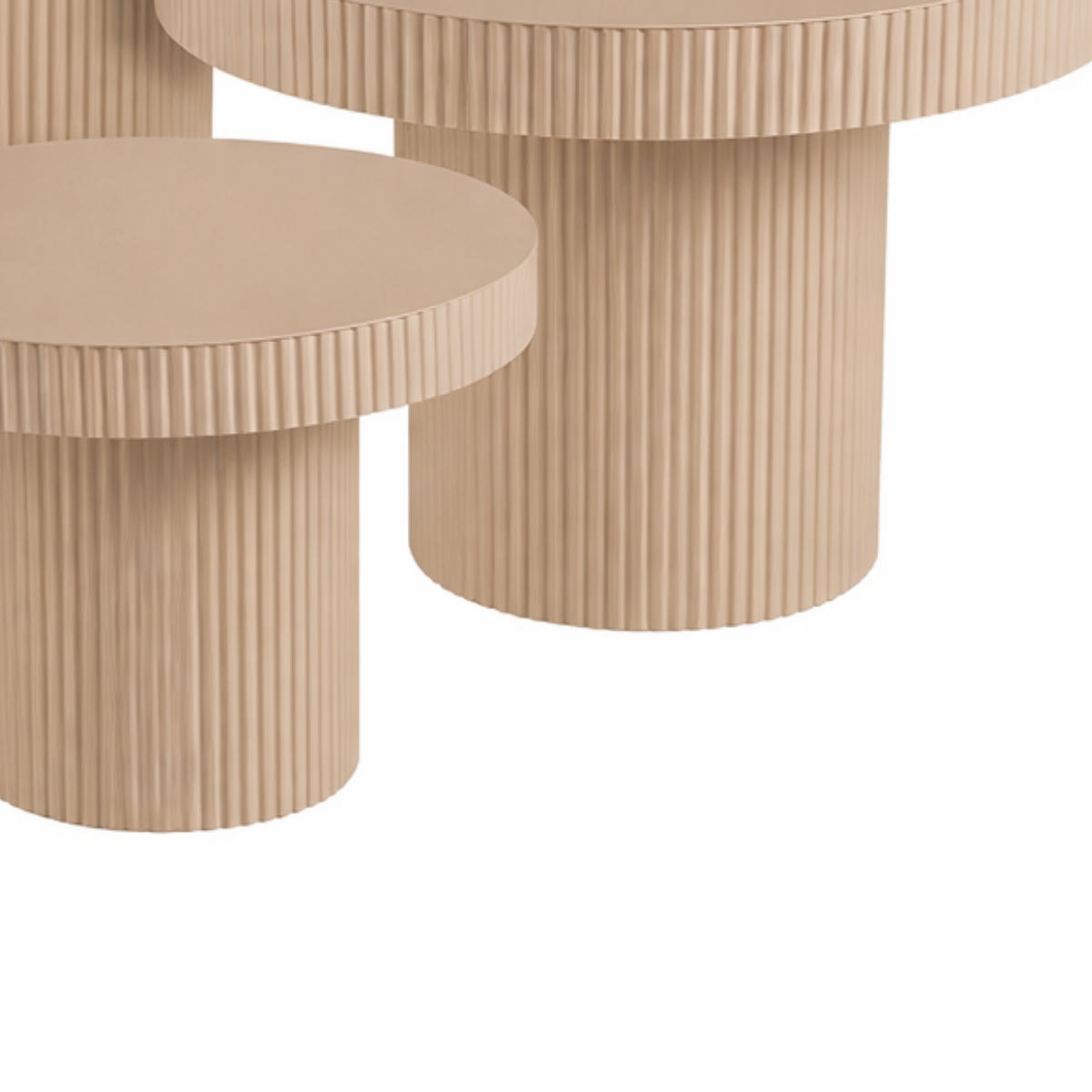 Ribbed Nesting Ronde Tafels - Set van 3 - Bruin