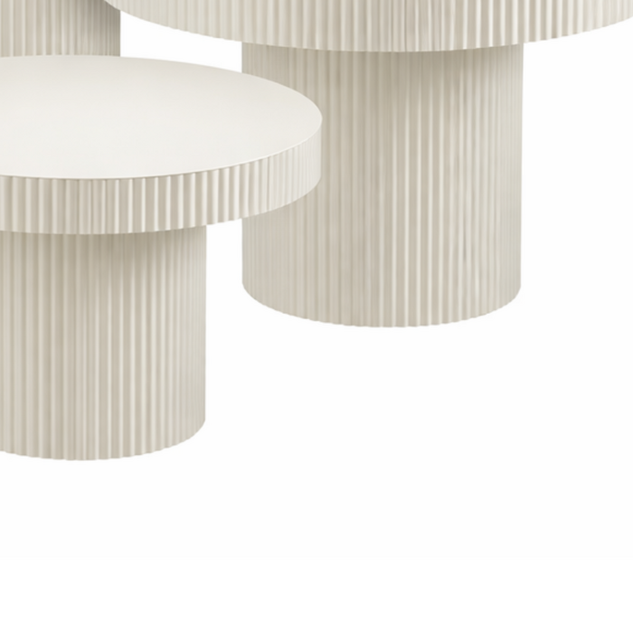Ribbed Nesting Ronde Tafels - Set van 3 - Wit