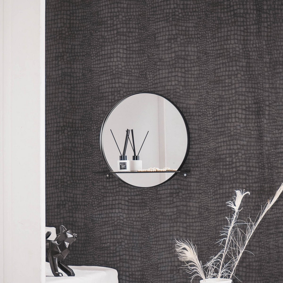 Halo Shelf Spiegel - Zwart