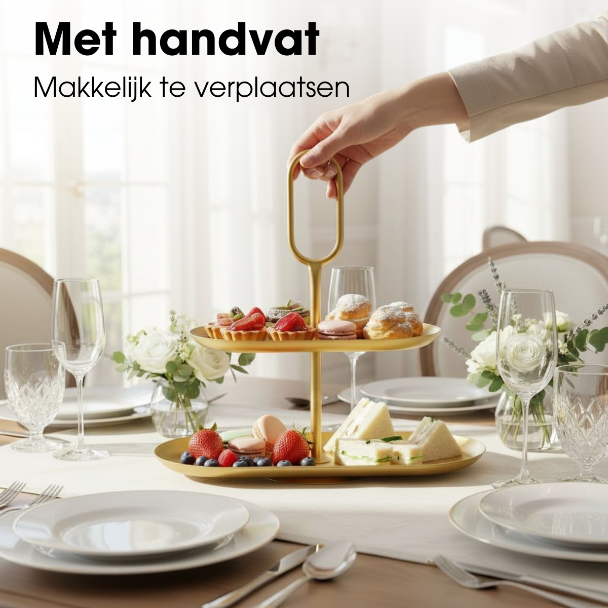 Rama Etagere 2 Laags Rechthoek - Goud