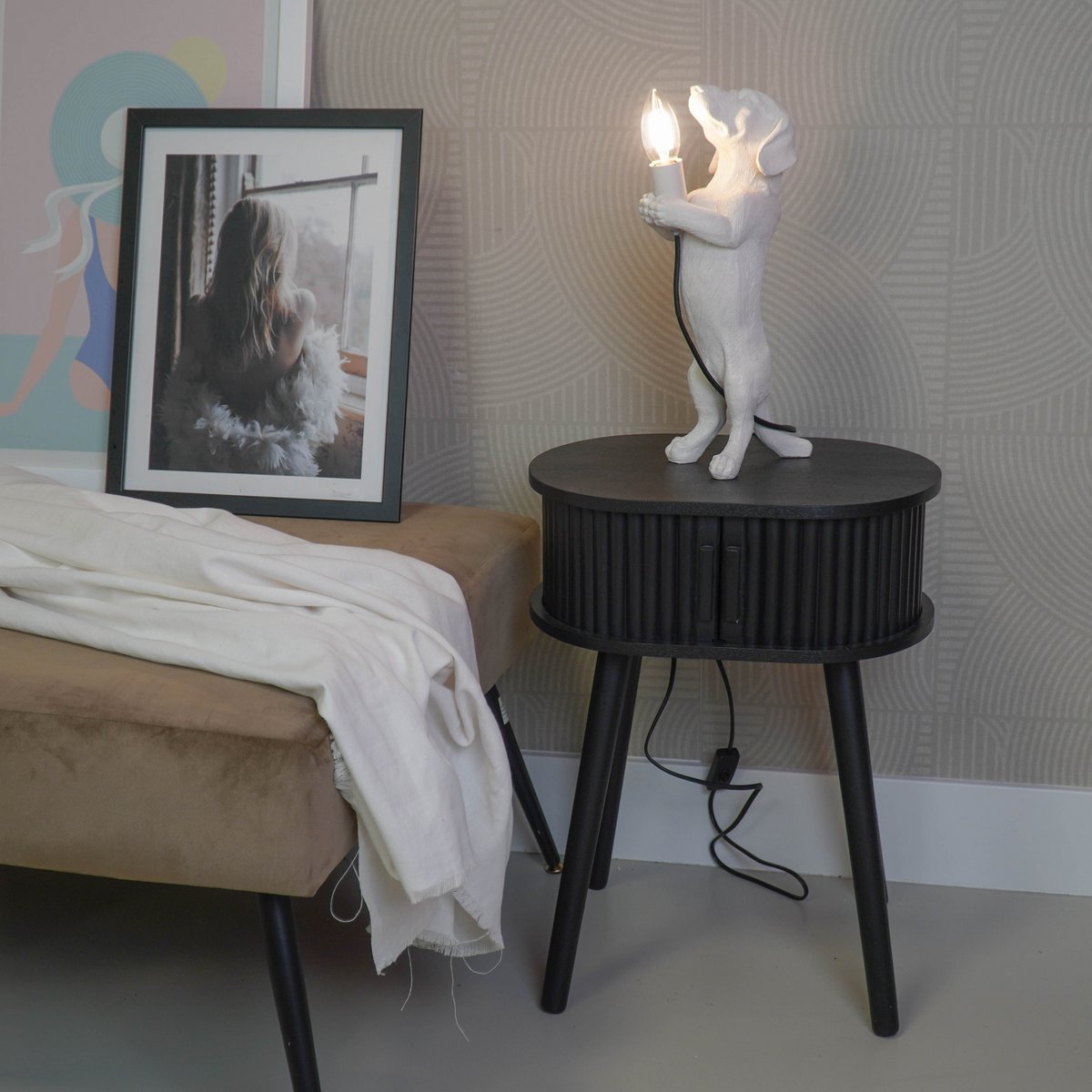 Slat Slide Bijzettafel - Zwart - Klein