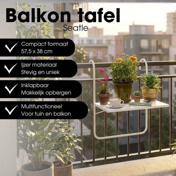 Seatle Bijzettafel - Balkon - Wit