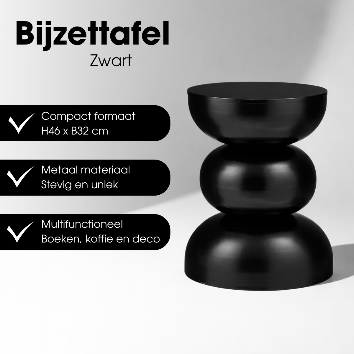 Luna Bijzettafel - Zwart