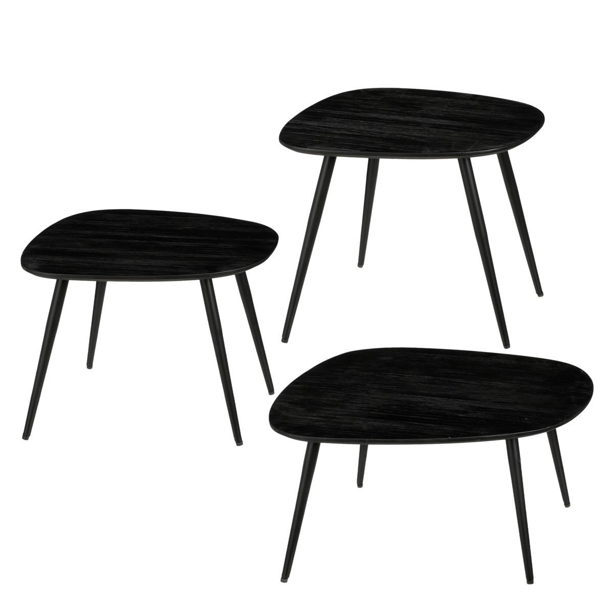 Jailey Bijzettafel Set van 3 Zwart