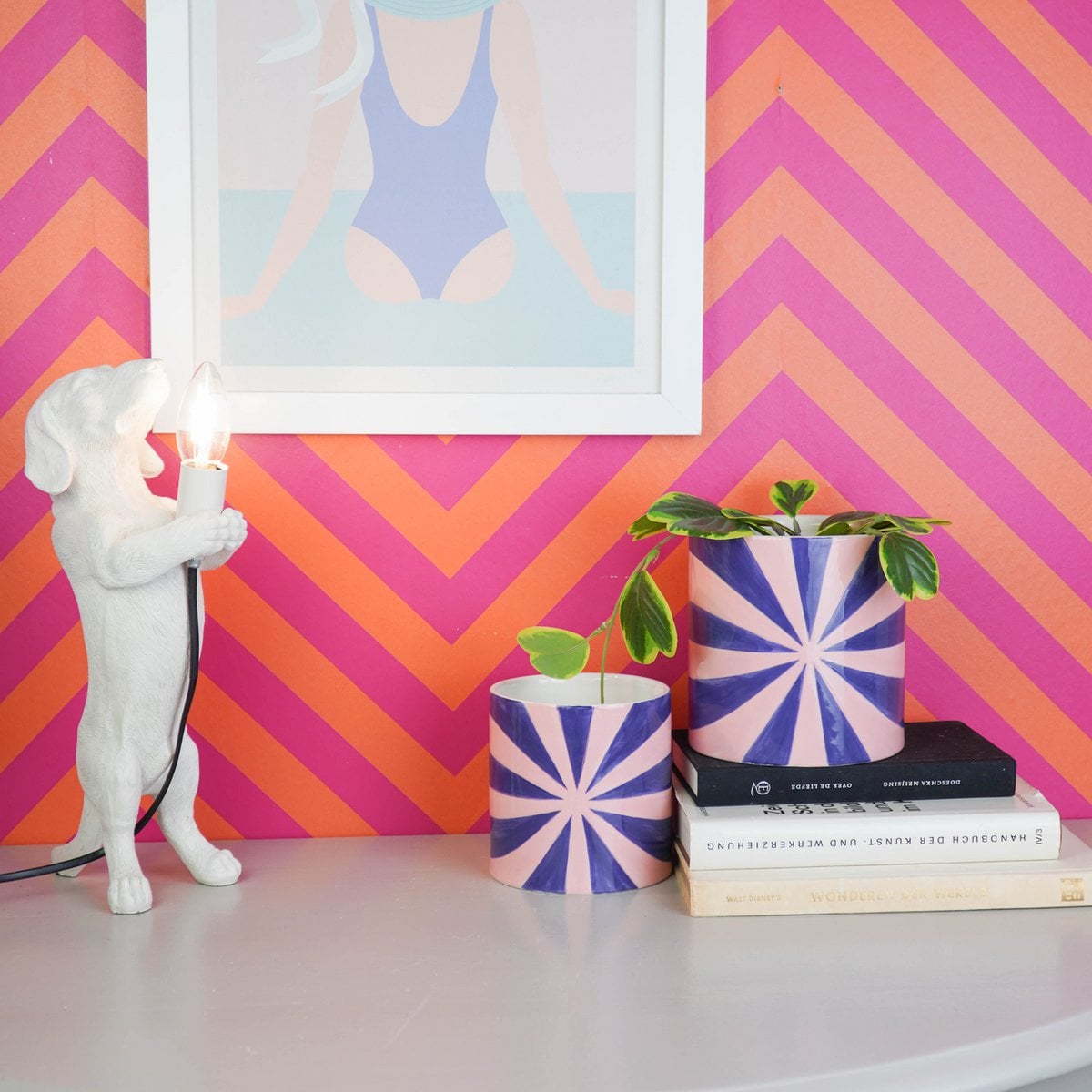 Swirl Bloempot - Blauw & Roze