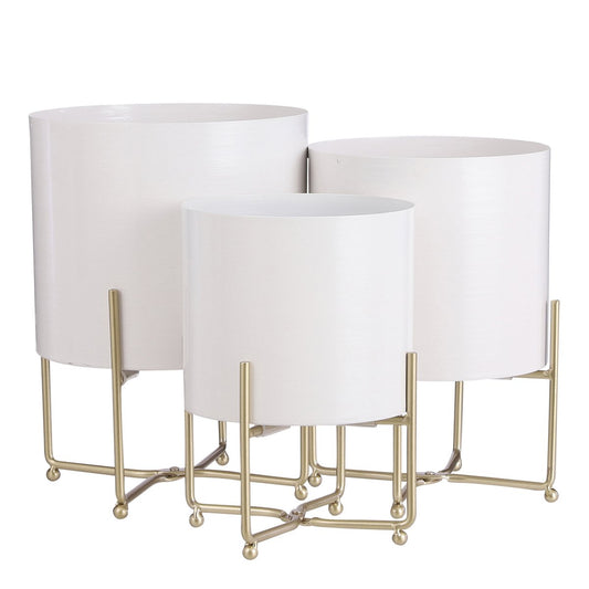 Aries Bloempot op Standaard Set van 3 Wit