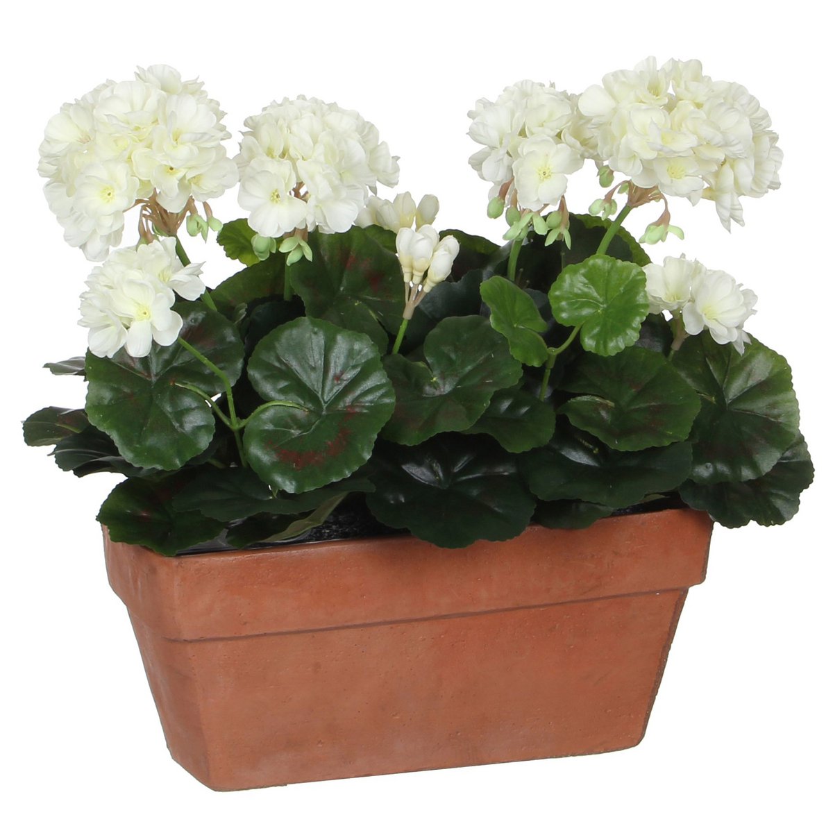 Geranium Kunstplant in Balkonbak - Wit