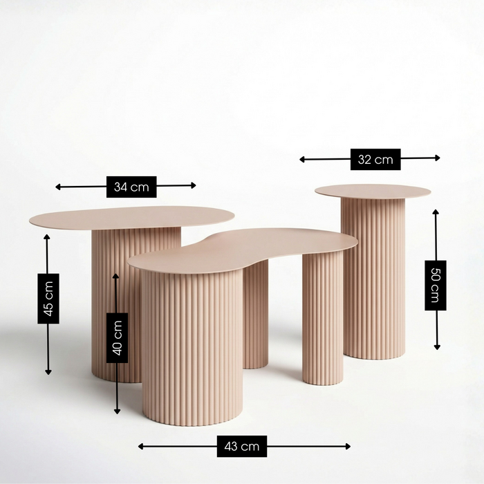 Lux - Organisch tafel set van 3 - Bruin