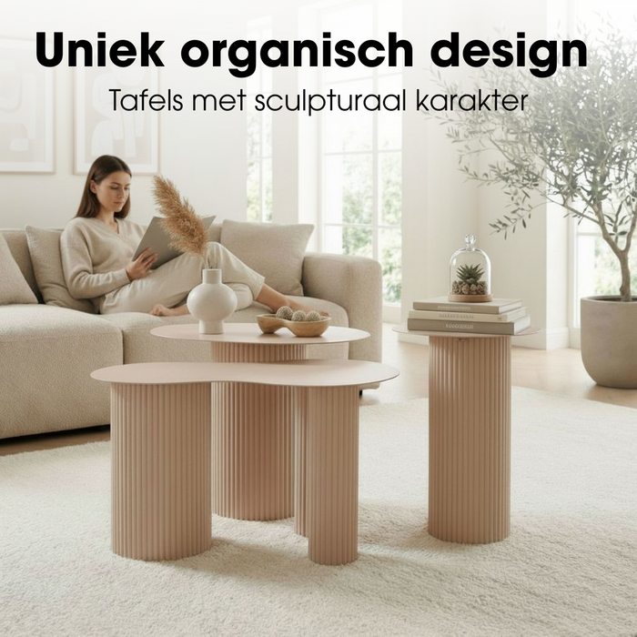 Lux - Organisch tafel set van 3 - Bruin