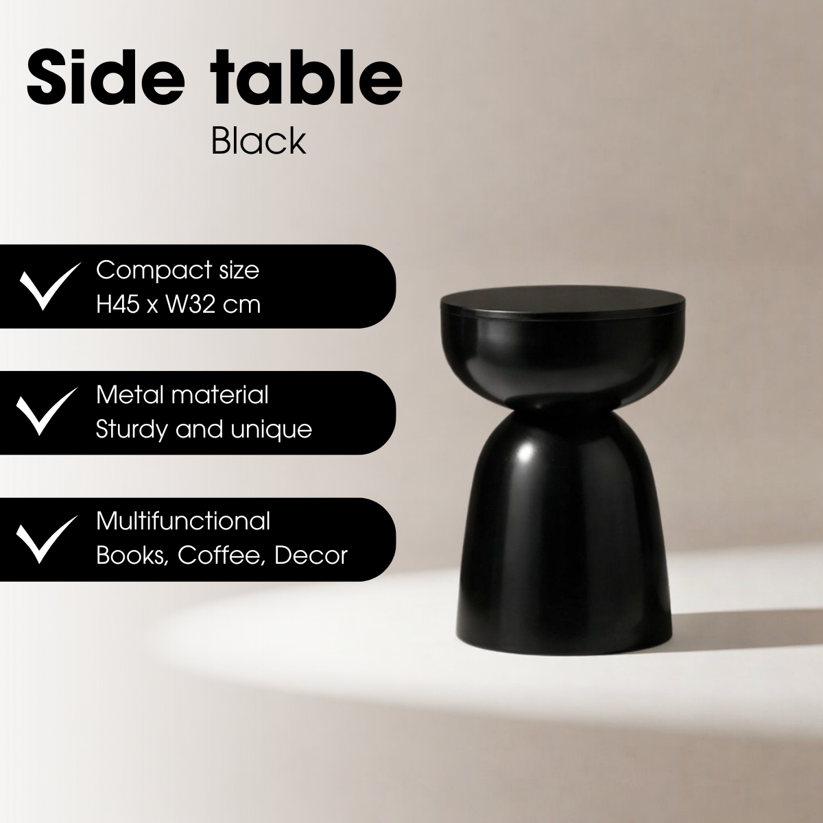 Elliott Bijzettafel - Zwart