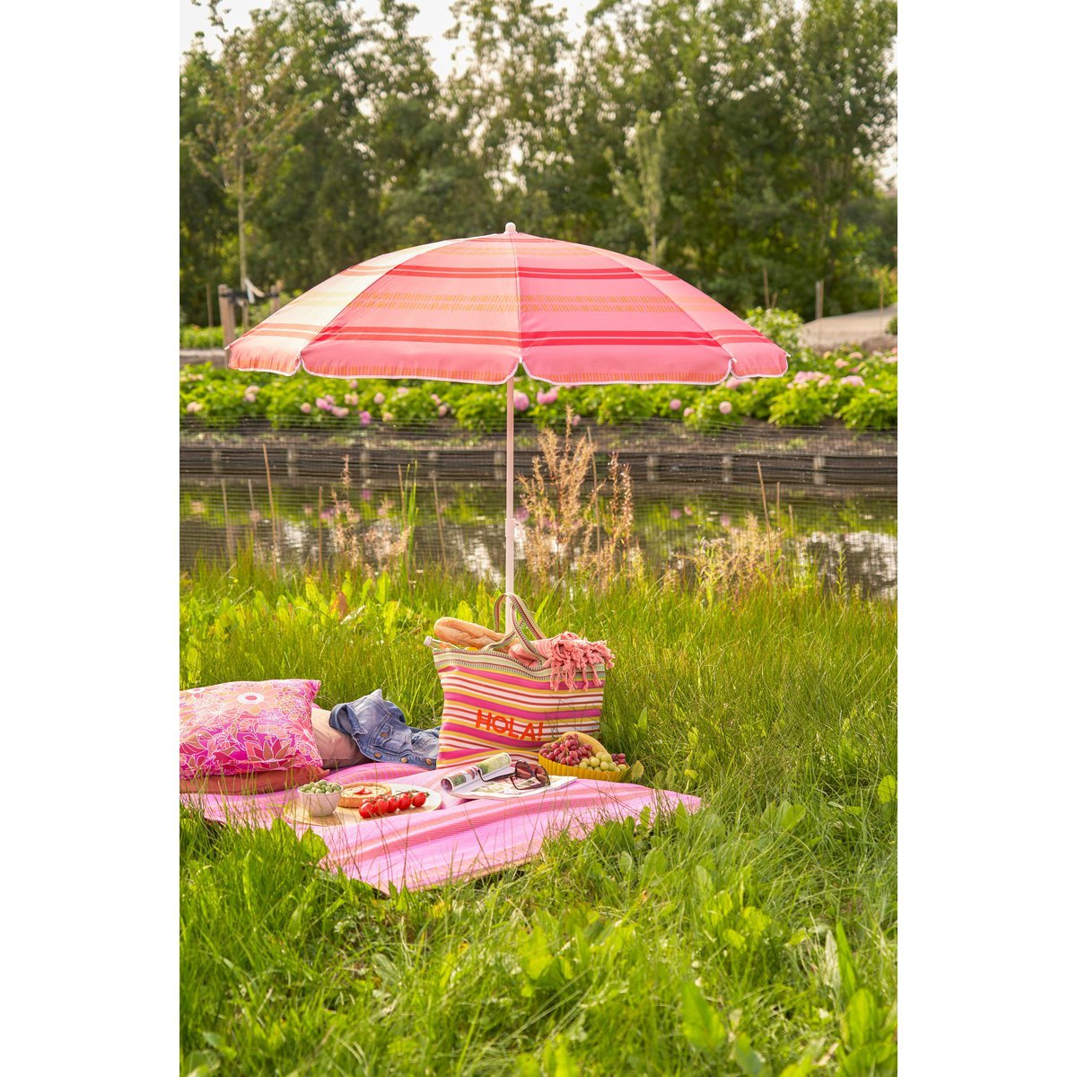 Stripe Strandparasol Lichtroze