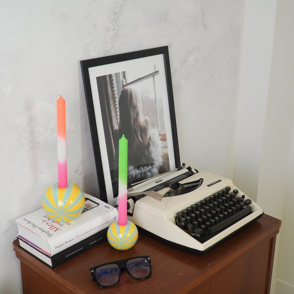 Swirl Kandelaar - Groen & Geel