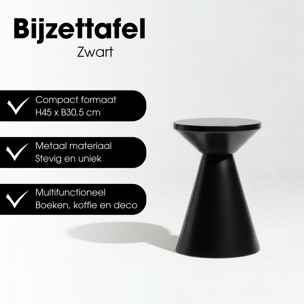 Jim Bijzettafel - Zwart