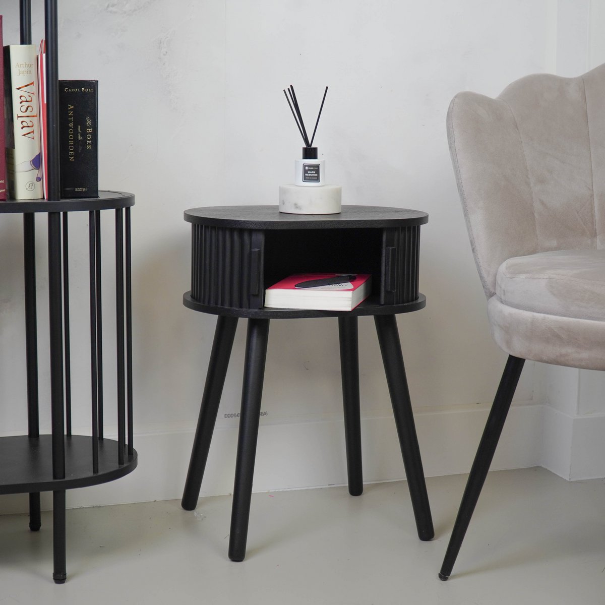 Slat Slide Bijzettafel - Zwart - Klein