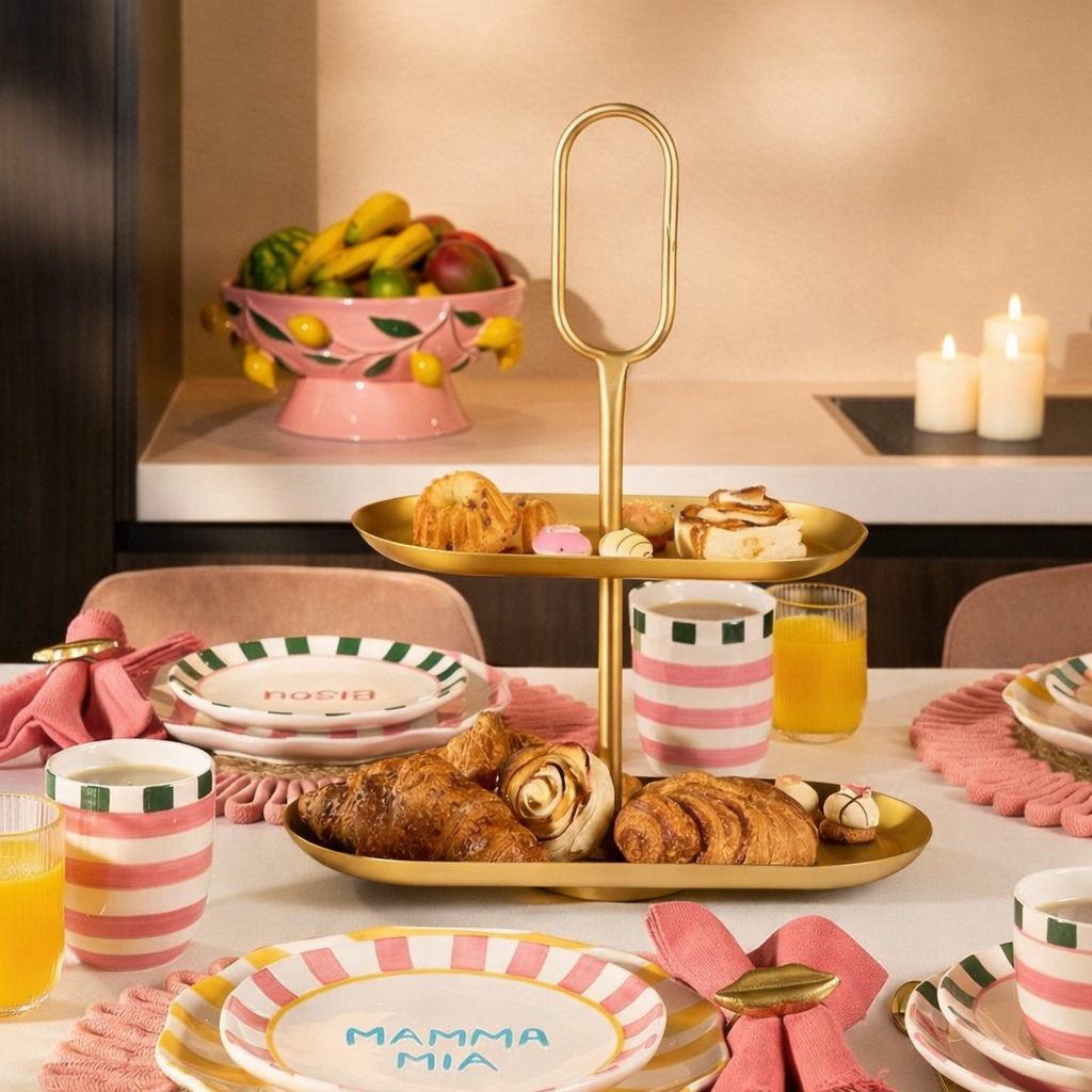 Rama Etagere 2 Laags Rechthoek - Goud