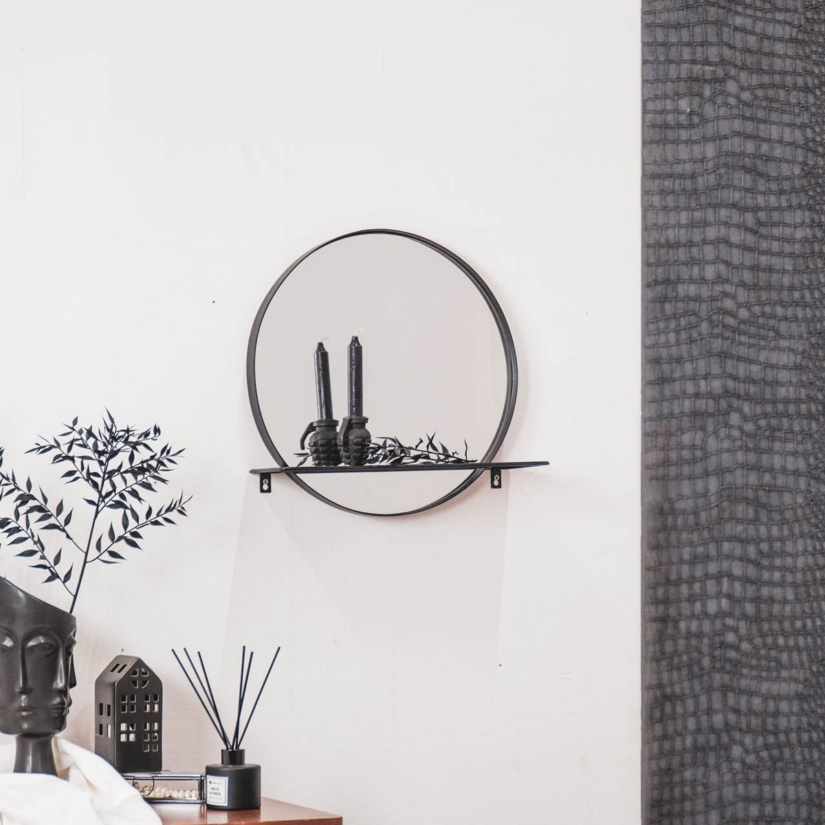 Halo Shelf Spiegel - Zwart