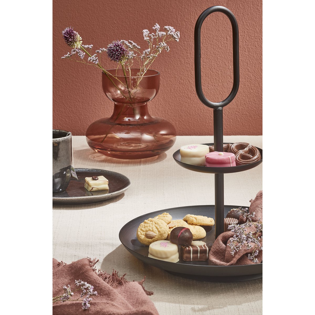 Rama Etagere 2 Laags Ovaal - Zwart