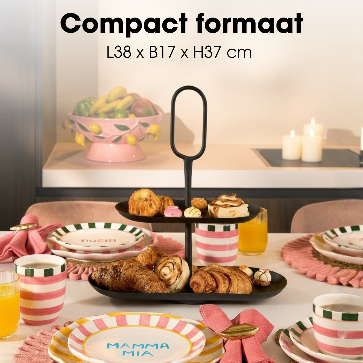 Rama Etagere 2 Laags Rechthoek - Zwart