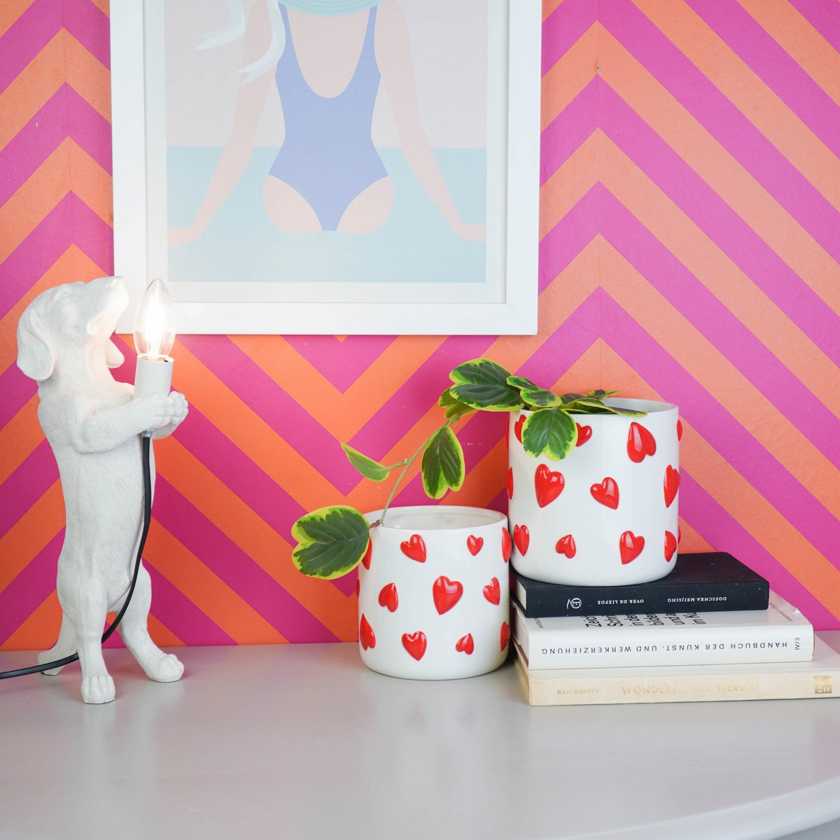 Love Bloempot - Wit & Rood - Groot