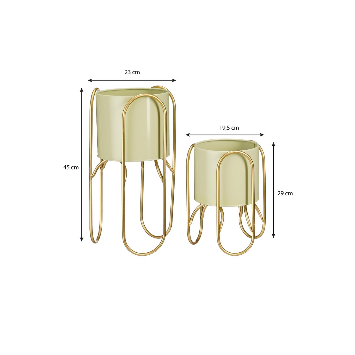 Donau Bloempot op Standaard - Set van 2 - Groen