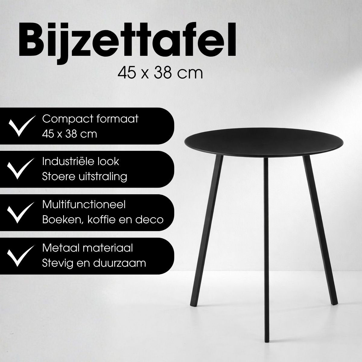 Seatle Bijzettafel Large - Lang - Zwart