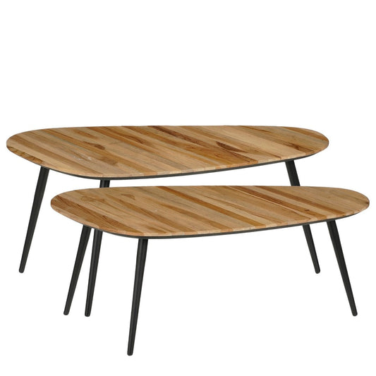 Jailey Ovale Bijzettafel Set van 2 - Bruin