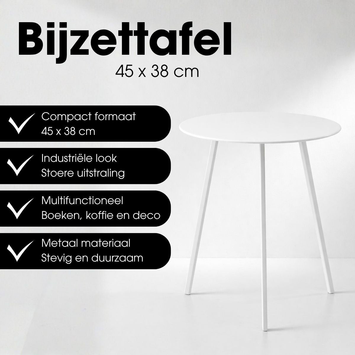 Seatle Bijzettafel Large - Lang - Wit