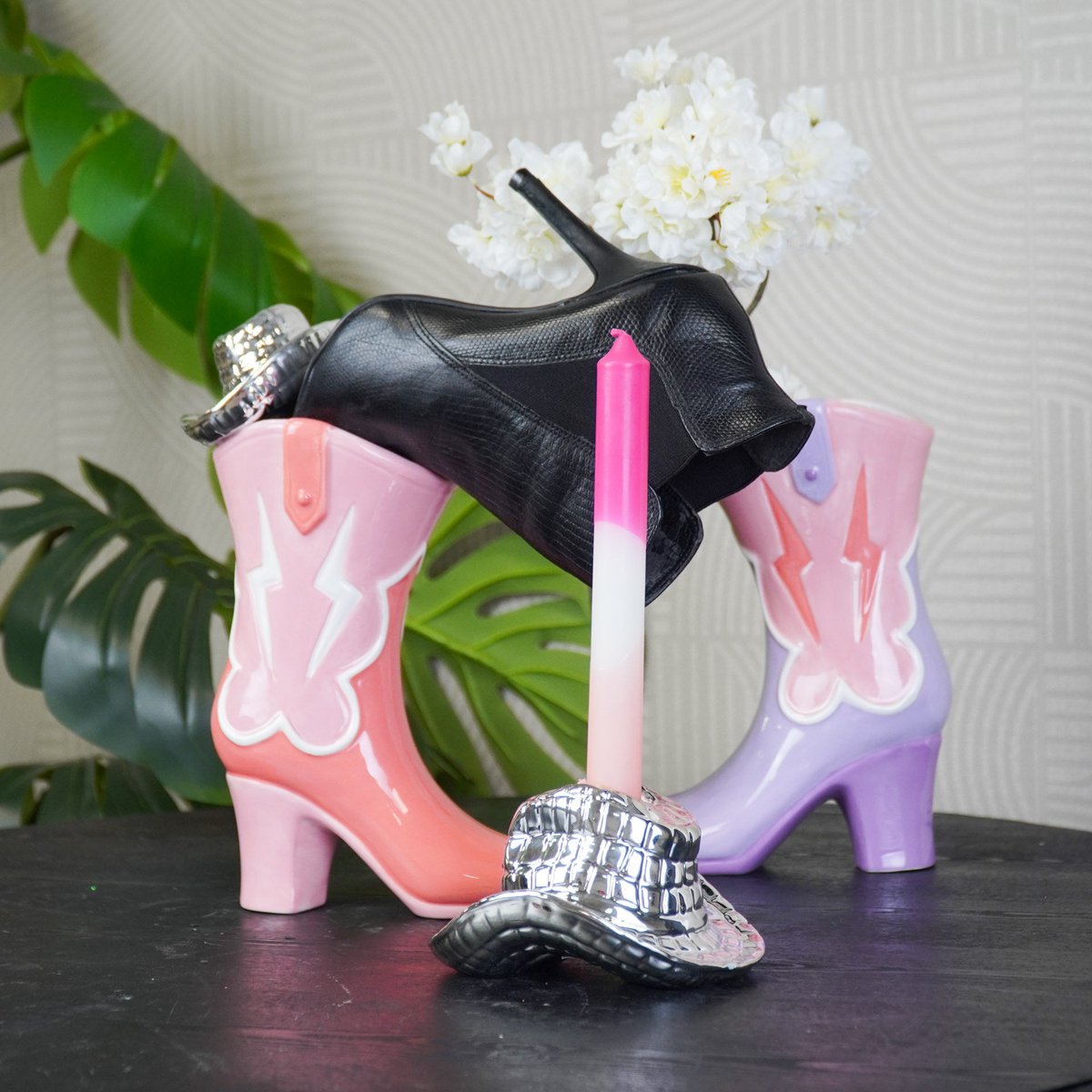 Kiss Me Boot Vaas - Roze met Hoed