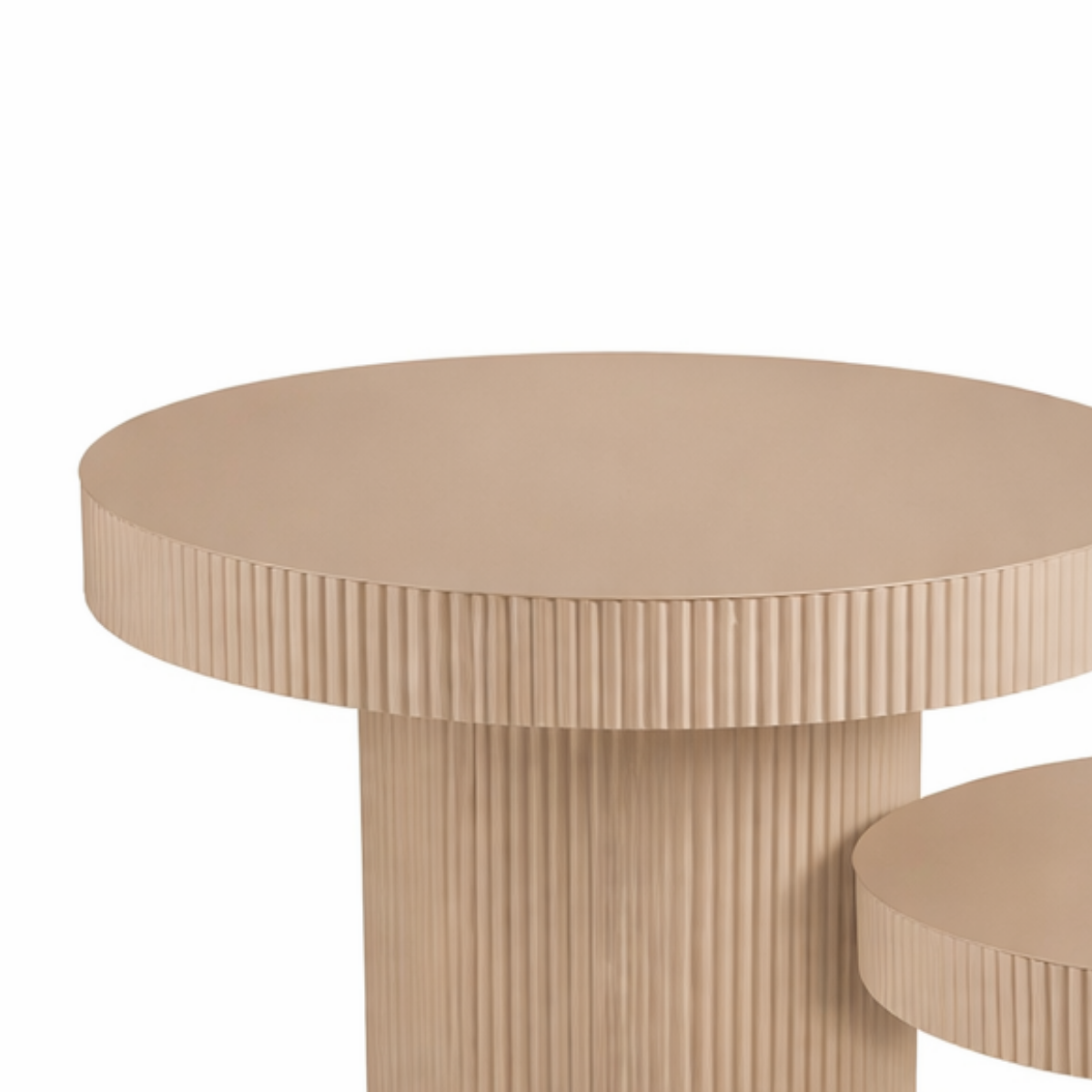 Ribbed Nesting Ronde Tafels - Set van 3 - Bruin