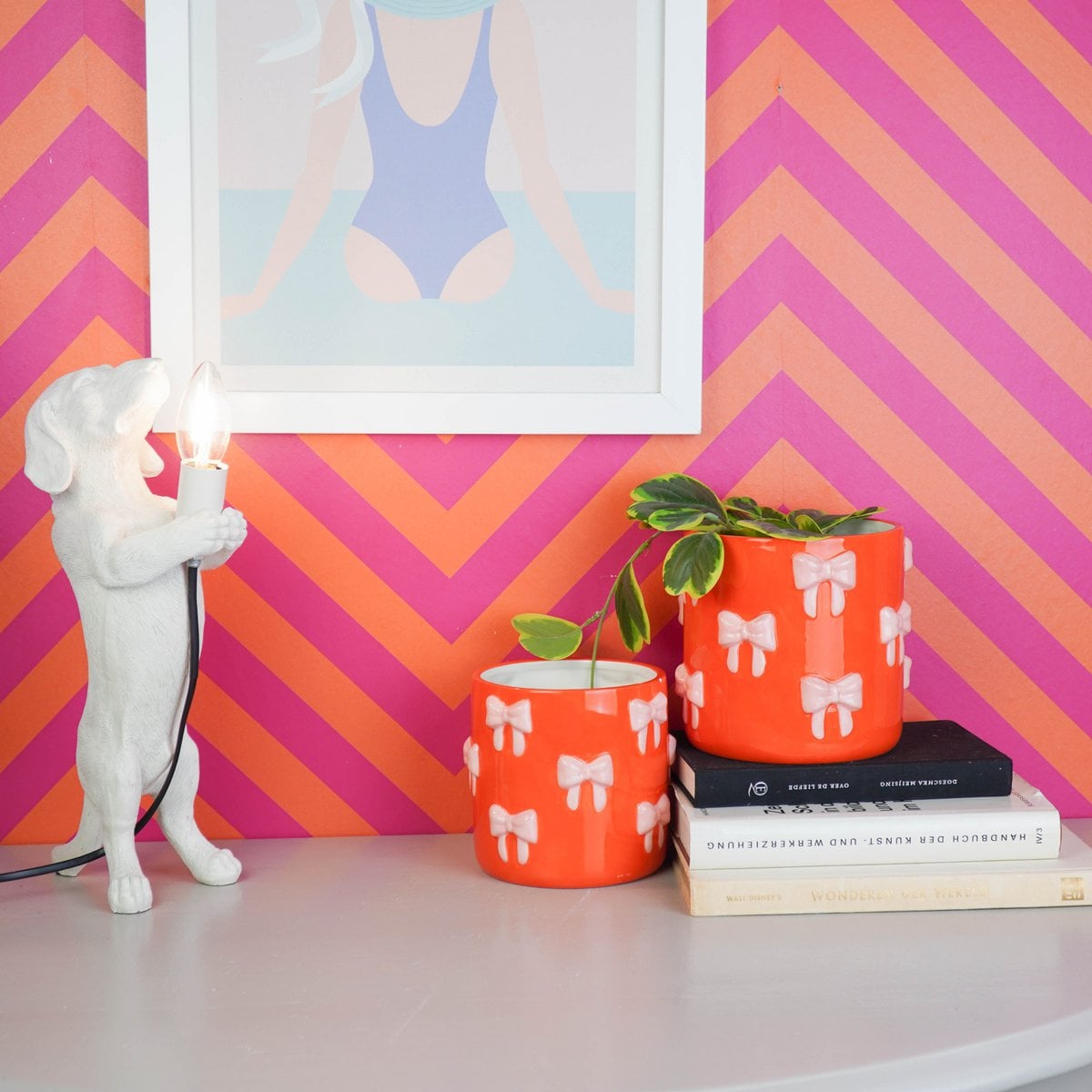 Strik Bloempot - Klein - Oranje & Roze